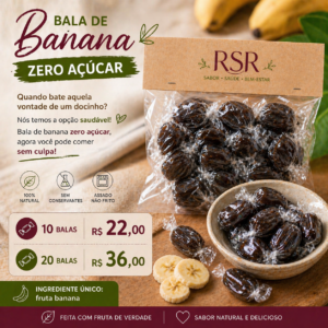 Bala de Banana Zero Açúcar