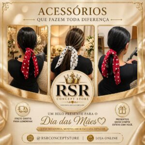 Scrunchie Royale Poá Branco Elegância - Scrunchie Elegance Poá Preto