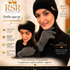 Touca Sofia e Luva Gray Elegance