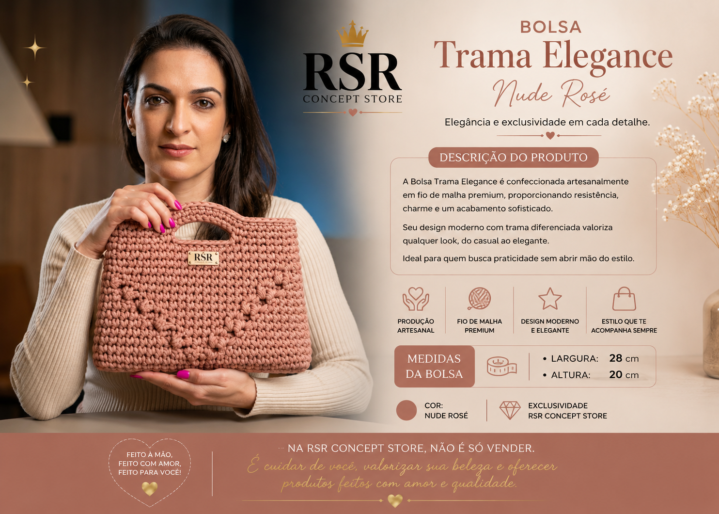 Bolsa Trama Elegance Nude e Verde Militar - Imagem 2