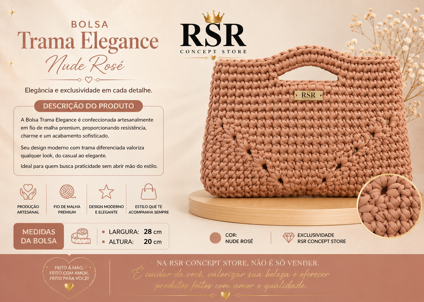 Bolsa Trama Elegance Nude e Verde Militar - Imagem 5