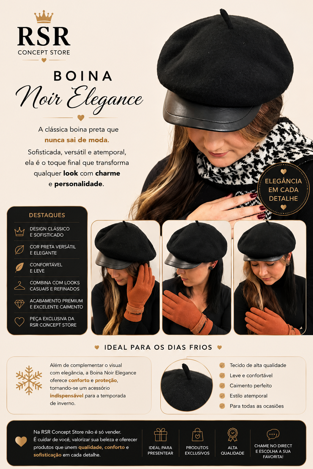Boina Noir Elegance