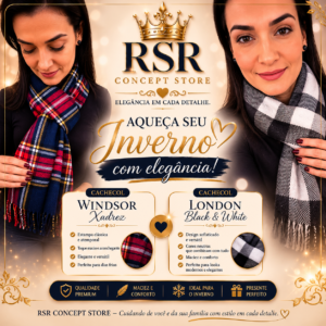 Cachecol Windsor Xadrez e Cachecol London Black & White