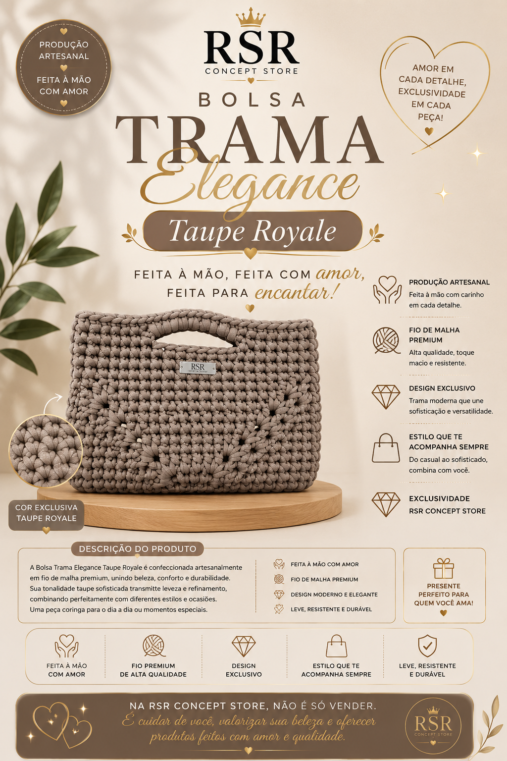 Bolsa Trama Essence Taupe Royale - Imagem 2
