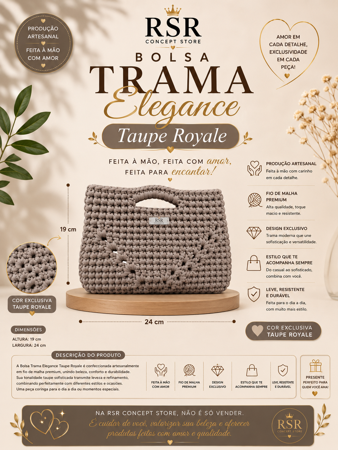 Bolsa Trama Essence Taupe Royale - Imagem 4