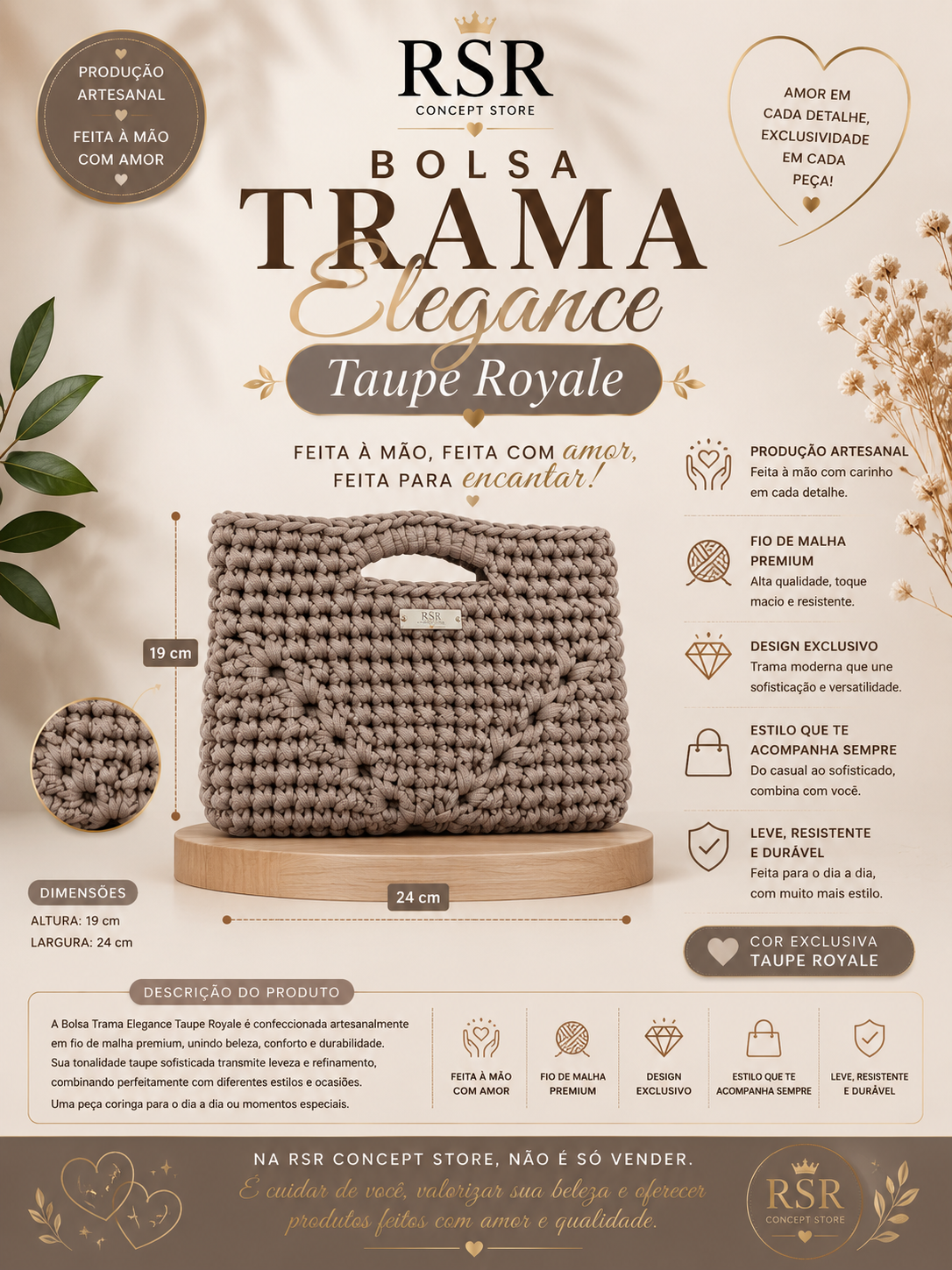 Bolsa Trama Essence Taupe Royale