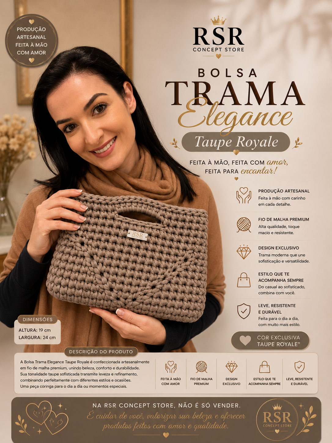 Bolsa Trama Essence Taupe Royale - Imagem 3