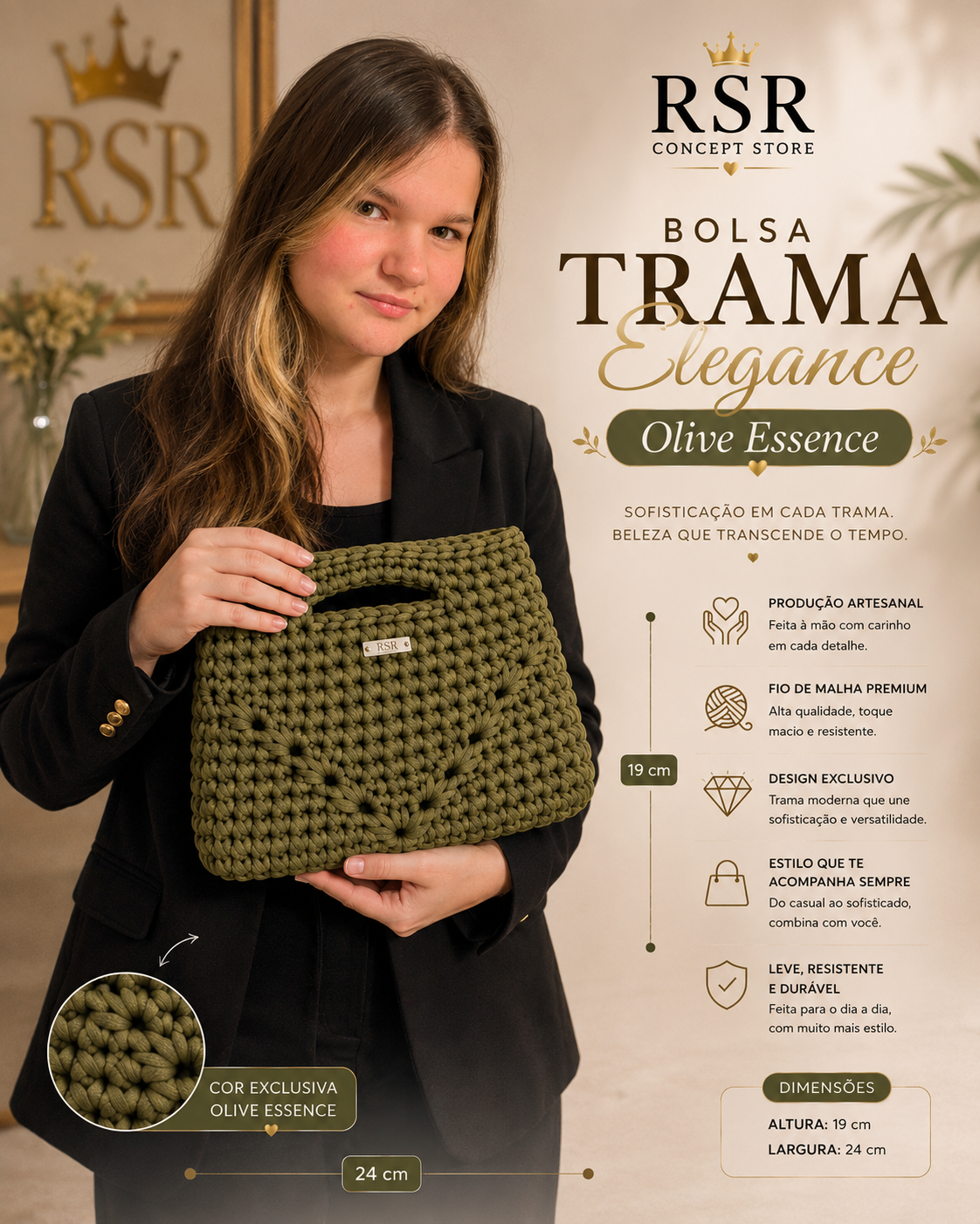 Bolsa Trama Elegance Olive Essence - Imagem 3