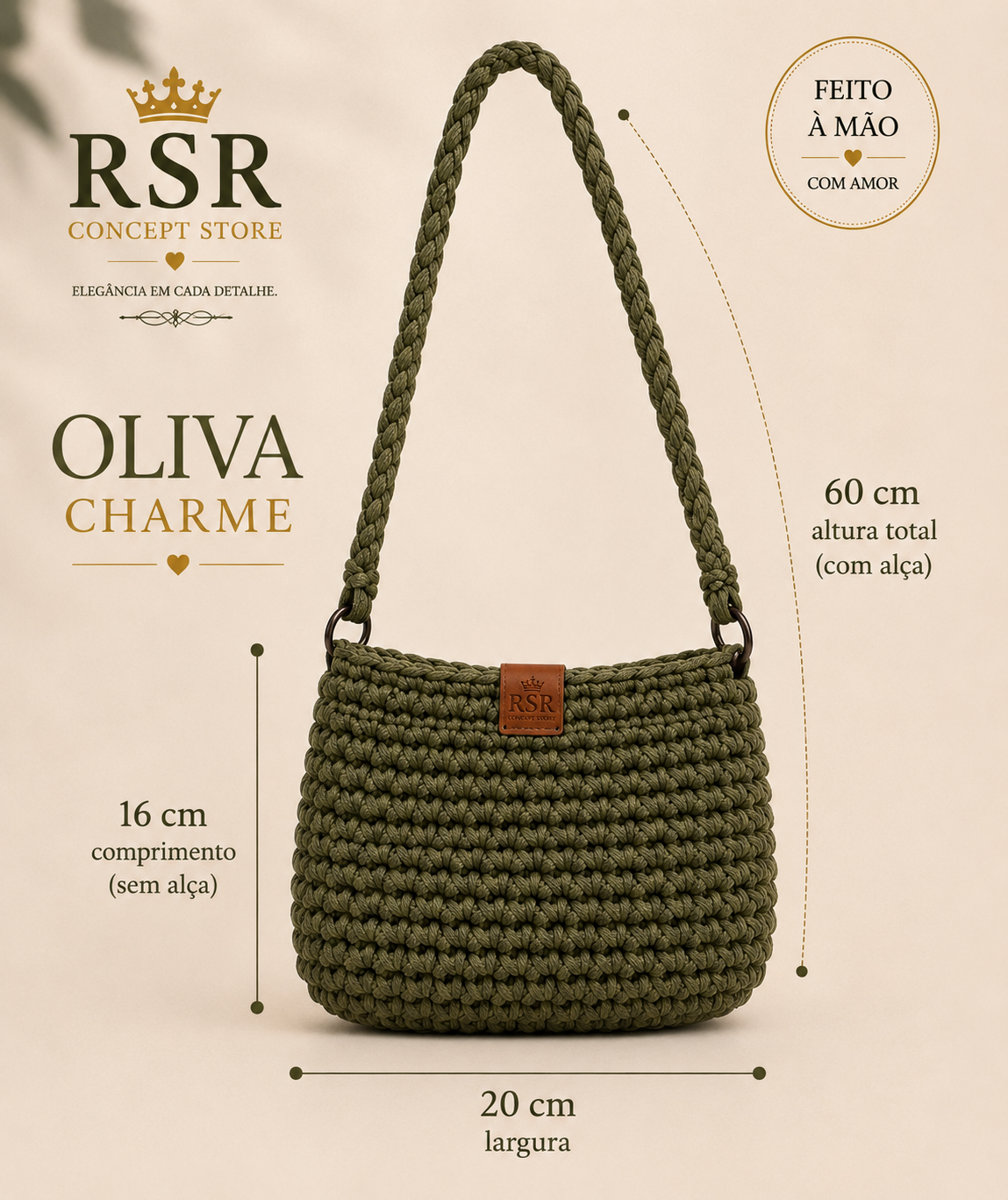 Bolsa de Crochê Oliva Charme - Imagem 2