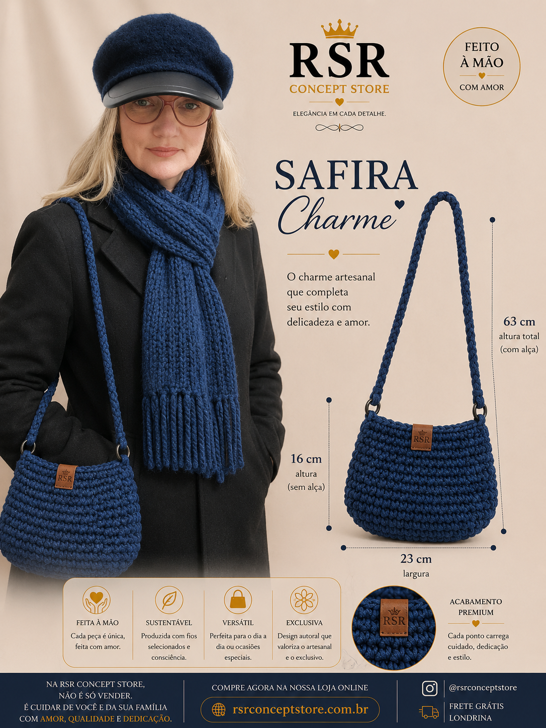 Bolsa de Crochê Safira Charme