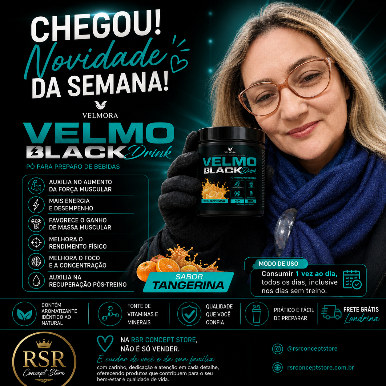 Velmo Black Drink - Sabor Tangerina