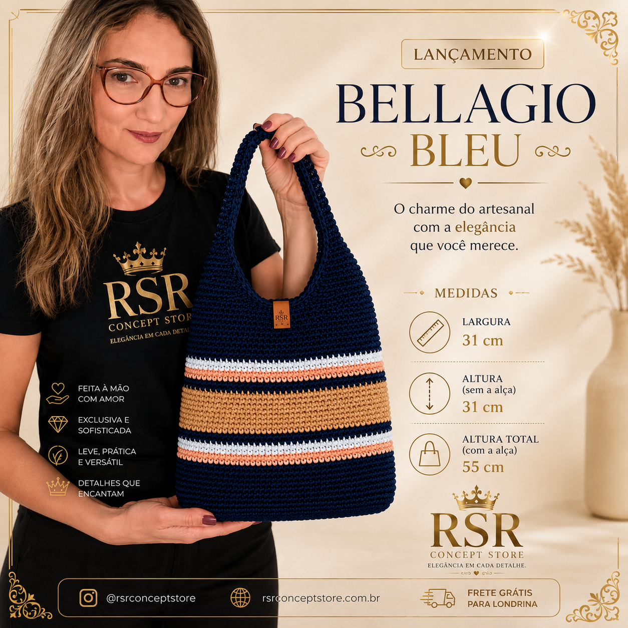 Bolsa de Crochê Bellagio Bleu - Imagem 3