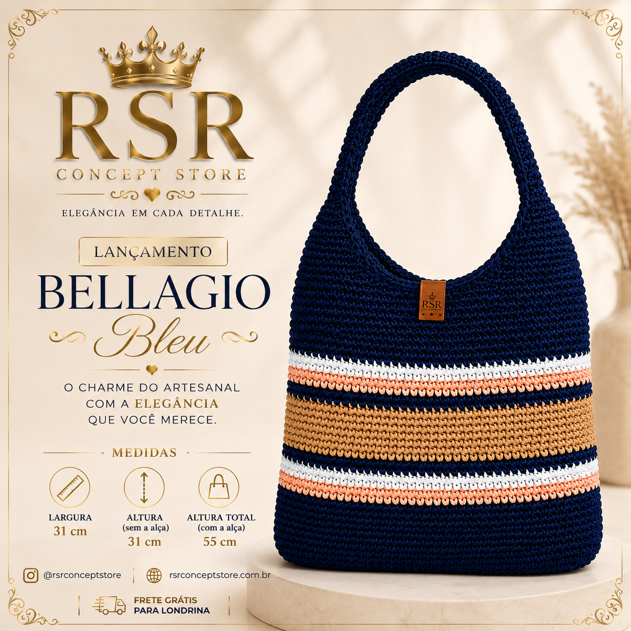 Bolsa de Crochê Bellagio Bleu