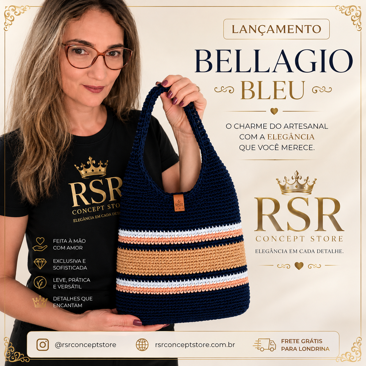 Bolsa de Crochê Bellagio Bleu - Imagem 2