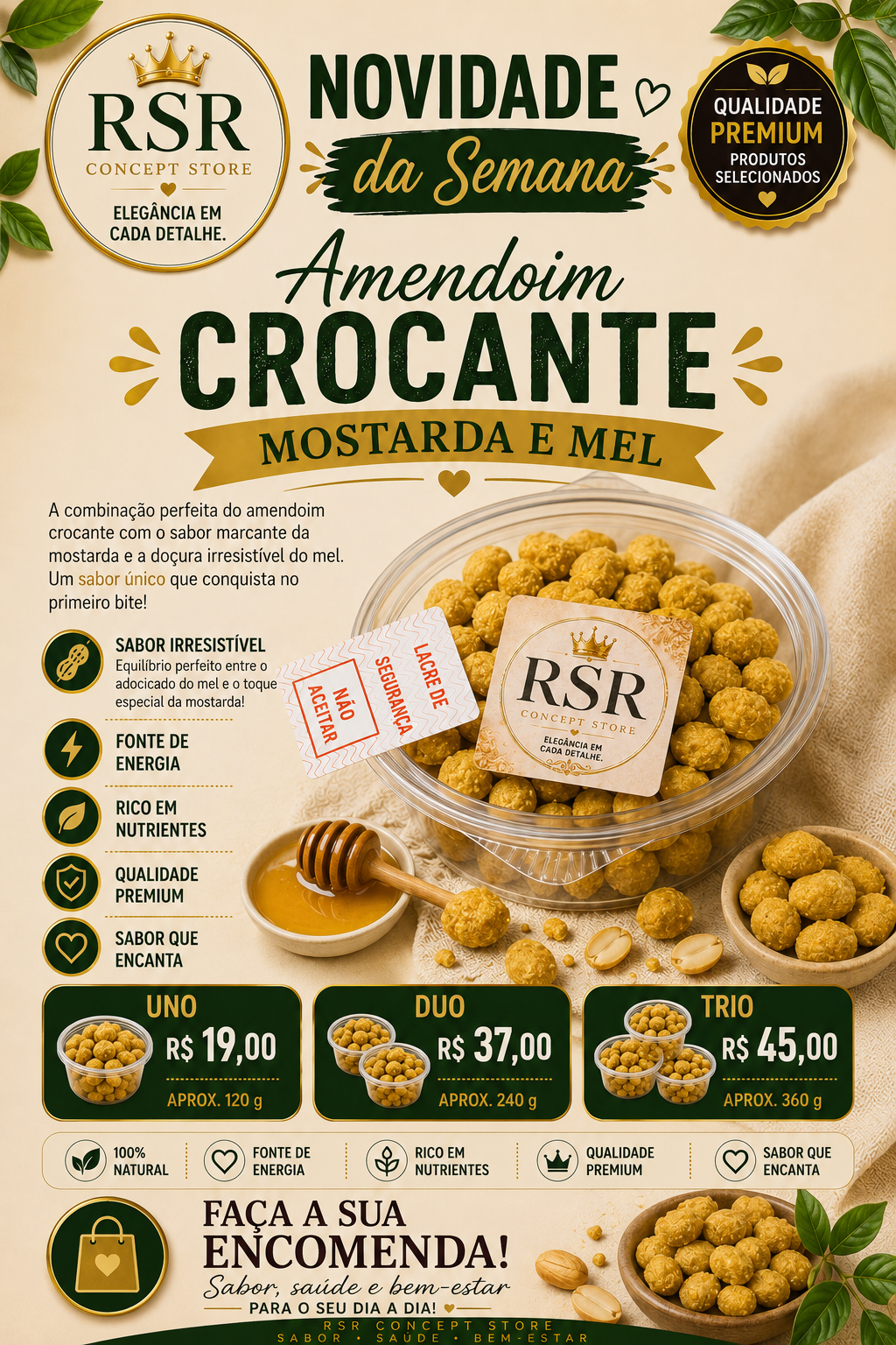 Amendoim Crocante Mostarda e Mel