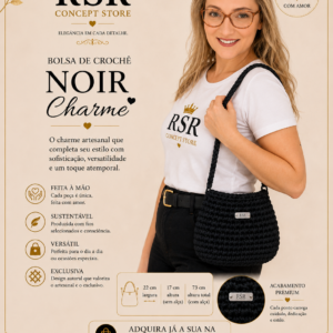 Bolsa de Crochê Noir Charme
