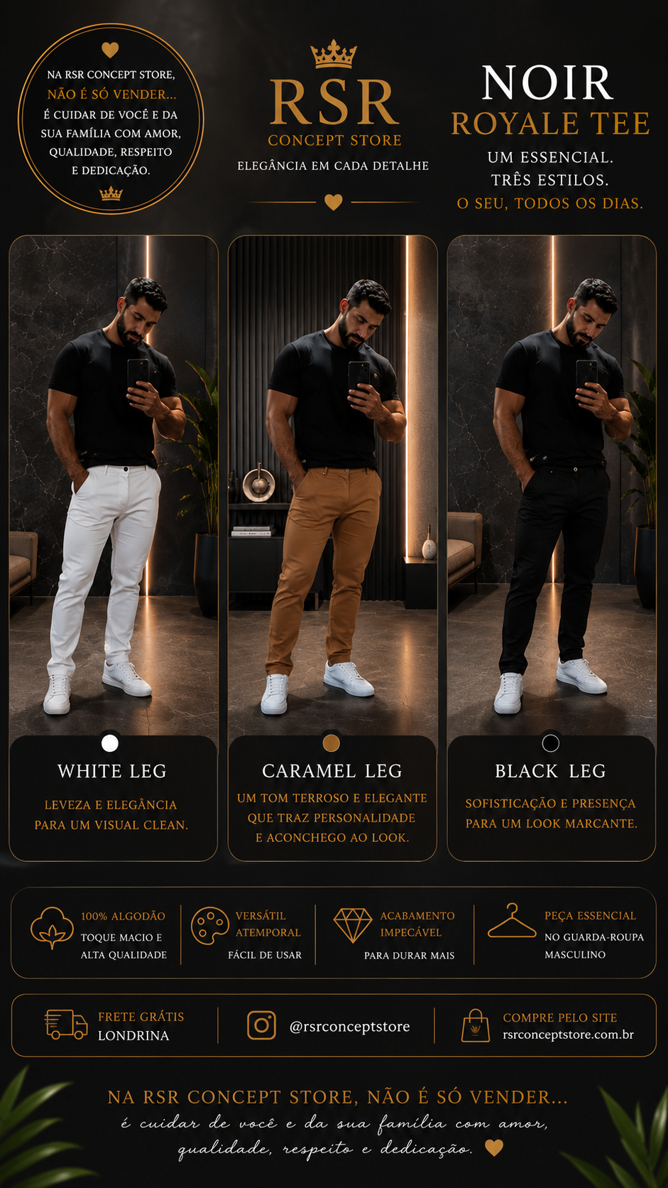 T - Shirt - Linha Royale Essential- Noir Royale Tee